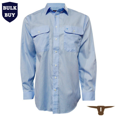  Born Out Here Mens Long Sleeve Open Front Shirt in Blue/White 1705366-2 (Bulk Deal Buy 4+ for $89.95 each) 