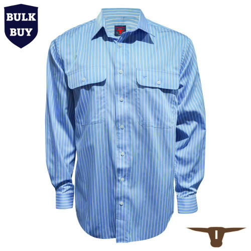  Born Out Here Mens Long Sleeve Open Front Shirt in Blue / White Stripe 1436847-3 (Bulk Deal Buy 4+ for $89.95 each) 