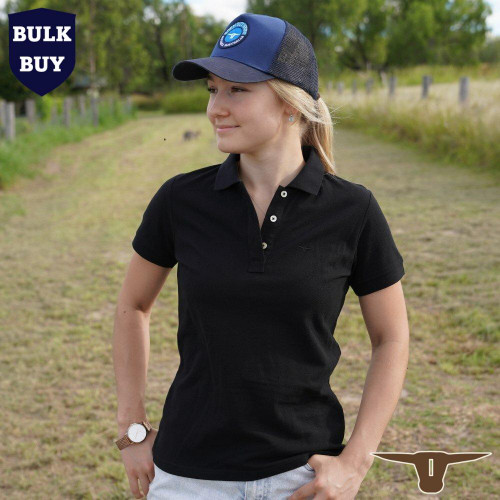  Born Out Here BLP7001 Ladies Short Sleeve Polo Shirt in Black (Bulk Deal, Buy 4+ Save $10 each!) 