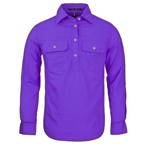 FREE EMBROIDERY - Ladies Purple CLOSED FRONT Shirt buy 20