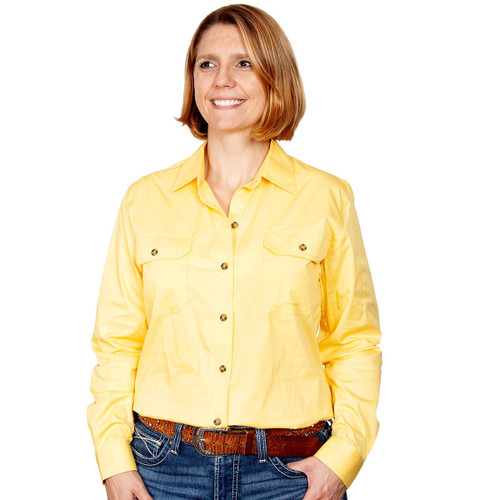 Just Country 50502 Ladies Brooke Longsleeve Open Front Workshirt in Butter Bulk Buy Deal, Buy 4 or more Just Country Adults Shirts for dollar44.95 Each