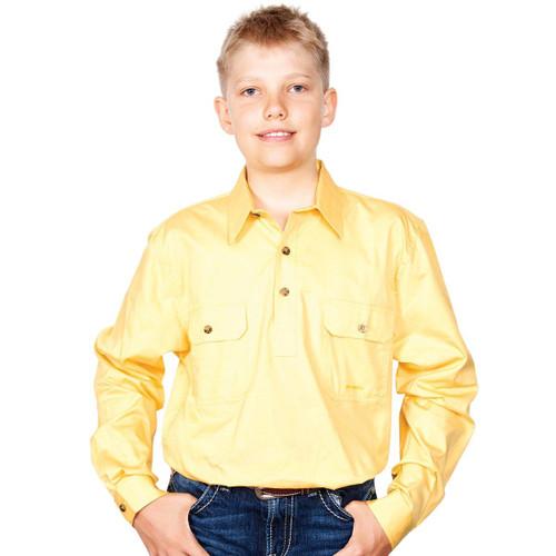 Just Country 30303 KIDS Lachlan Longsleeve Closed Front Shirt in Butter Bulk Buy Deal, Buy 4 or more Just Country Kids Shirts for dollar39.95 Each