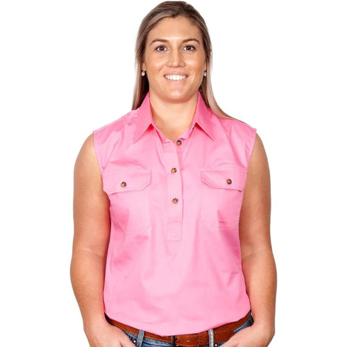  Just Country 50503 Ladies Kerry Closed Front Sleeveless Shirt  in Rose (Bulk Buy Deal, Buy 4 or more Just Country Adults Shirts for $44.95 Each!) 