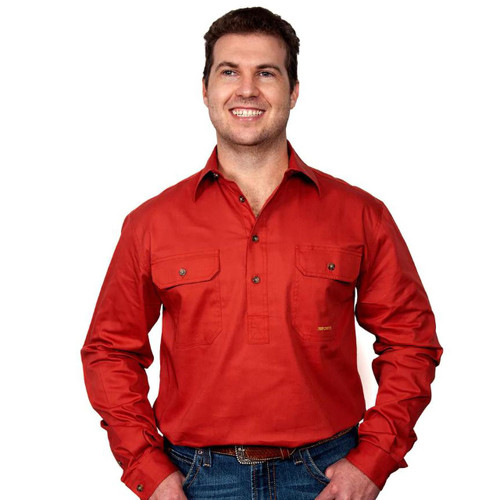  Just Country 10101 Men's Cameron Longsleeve Closed Front Workshirt  in Rust (Bulk Buy Deal, Buy 4 or more Just Country Adults Shirts for $44.95 Each!) 