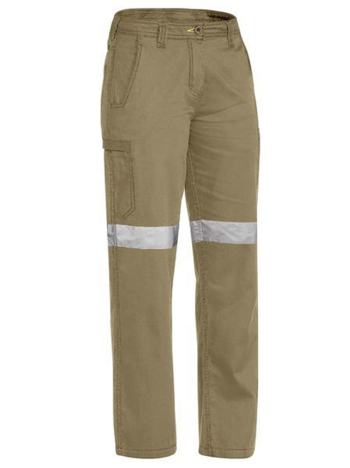 Bisley BPL6431T Ladies Cool Light Weight Vented Reflective Tape Pants in Khaki Bulk Buy Deal, Buy 4 or more BPL6431T Pants for dollar79.95 Each