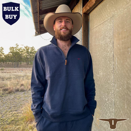 Born Out Here Long Sleeve 1/4 Zip Quality Fleece BF606 in Navy