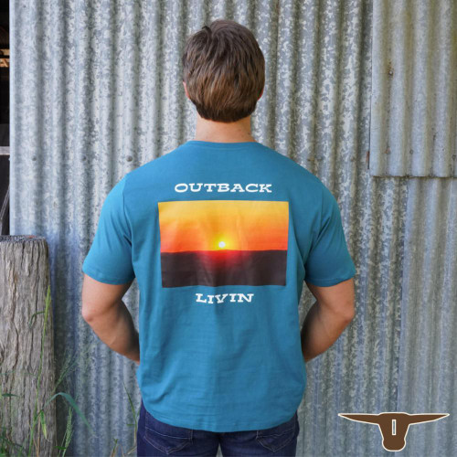  Born Out Here BMPT8 Sunset T-Shirt in Petrol (Buy 4 or more for $39.95 each) 