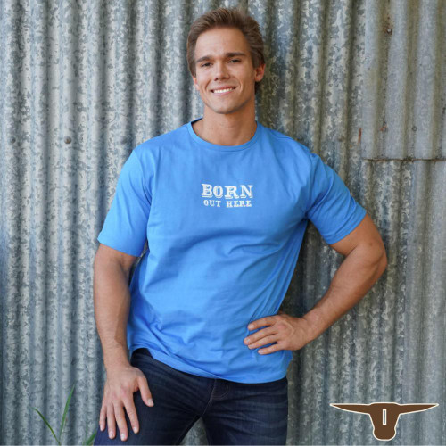  Born Out Here BMPT2 Branding T-Shirt in Cobalt (Buy 4 or more for $39.95 each) 