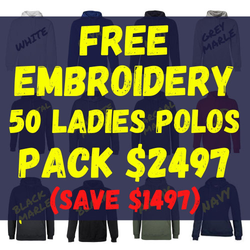  50 Ladies Cotton Polos With Free Logo Embroidery (PACKAGE DEAL) 