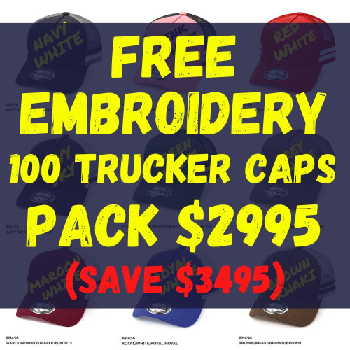  100 Trucker Caps With Free Logo Embroidery (PACKAGE DEAL) 