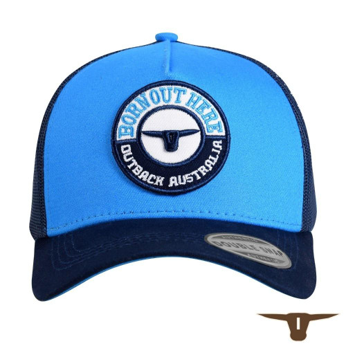  Born Out Here Original Trucker Cap in Electric/Navy 
