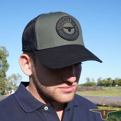  Born Out Here Original Trucker Cap in Brush/Black 