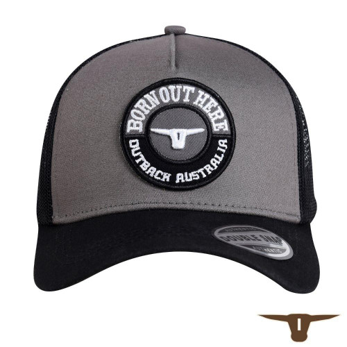 Born Out Here Original Trucker Cap in Charcoal/Black 