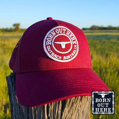 Born Out Here Original Trucker Cap in Claret