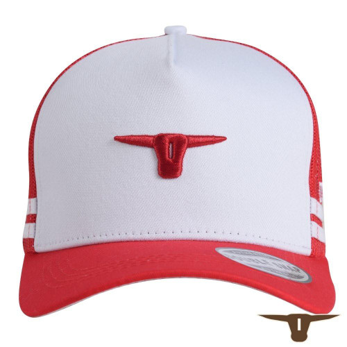  Born Out Here Big Trucker Cap With 3D Logo in White/Red 