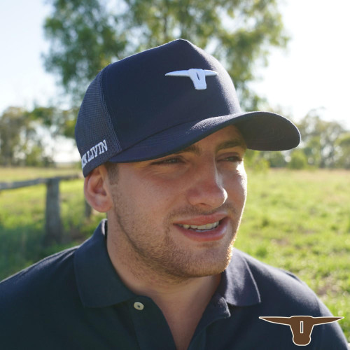  Born Out Here Big Trucker Cap With 3D Logo in Navy/White 