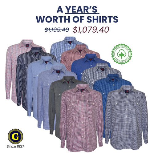 A Years Worth Of Shirts (100% Cotton) + Free Gift