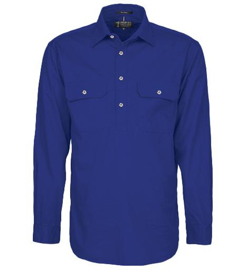  Ritemate RM200CF Pilbara Men's Closed Front Shirt Royal Blue (Bulk Buy Deal - Buy 4+ Save $20+) 