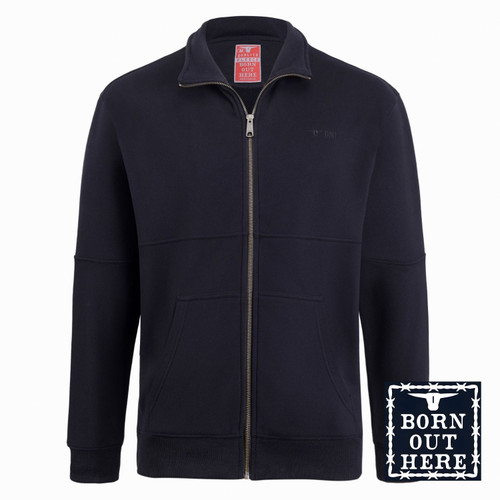 Born Out Here Long Sleeve Full Zip Quality Fleece in Black