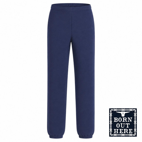 Born Out Here Quality Fleece Elastic Cuff Track Pants in Navy (Buy 4+ Save $10 Each) 