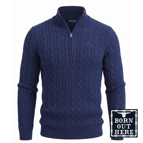  Born Out Here 1/4 Zip Merino Premium Knit in Midnight 