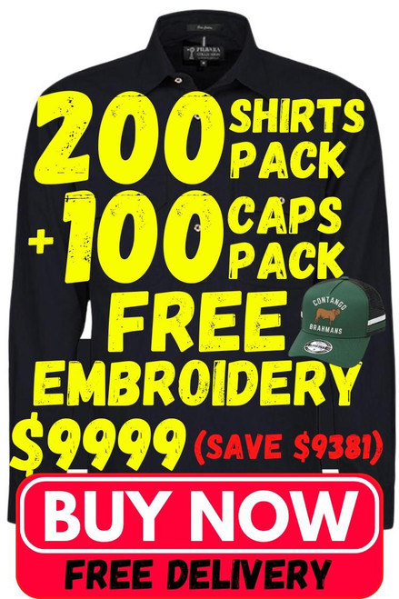  200 Work Shirts and 100 Caps Free Logo Embroidery and Free Freight 