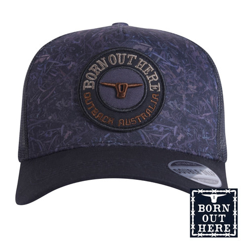 Born Out Here Original Trucker Cap in Camo/Black