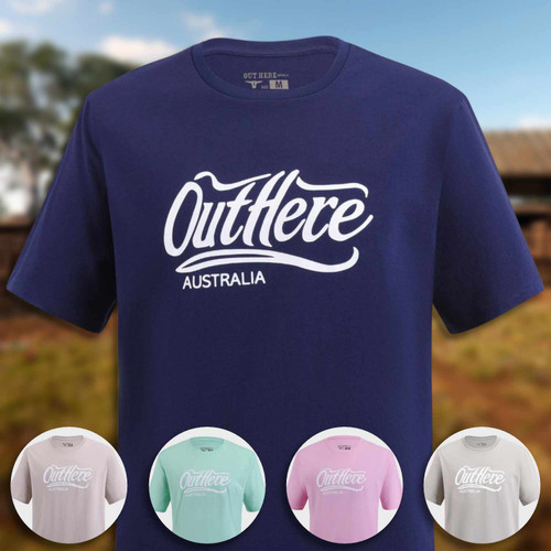 Out Here Australia Out Here Out Here Script T-Shirt 