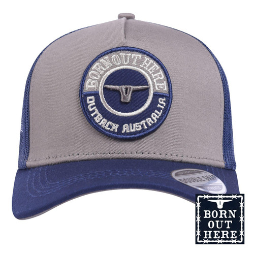  Born Out Here Original Trucker Cap in Bush/Navy 