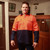  Hammer and Needle Cotton Drill Long Sleeve/Closed Front Orange/Navy Hi-Vis Work shirt 