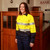  Hammer and Needle Cotton Drill Long Sleeve/Closed Front Yellow/Navy Hi-Vis + Reflective Tape Work shirt 