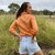  Born Out Here BLFS001 Ladies Long Sleeve Open Front Shirts in Orange (Bulk Deal Buy 4+ for $89.95 each) 