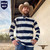 Born Out Here Long Sleeve Quality Rugby BR505 in Navy/White (Buy 4 for $89.95each)