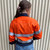  Hammer and Needle Ladies Cotton Drill Long Sleeve/Open Front Hi-Vis + Reflective Tape Work shirt in Orange/Navy (Bulk Deal Buy 4+ for $64.95 each) 
