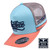  Born Out Here Big Trucker Cap with Out Here Script in Aqua/Terra 