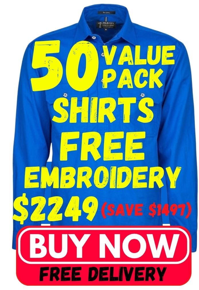 50 work shirts with free logo embroidery package