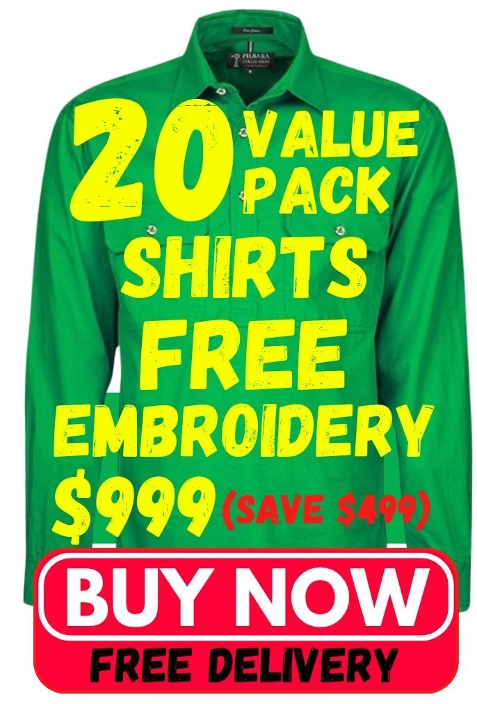 100 work shirts with free logo embroidery package