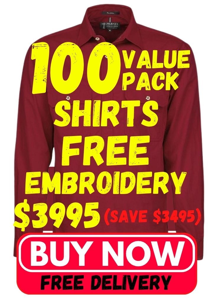 20 work shirts with free logo embroidery package