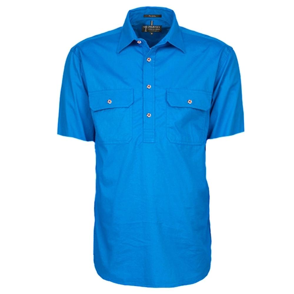 Pilbara (Mens) RM200CFS - Closed Front Short Sleeve Shirt (Red)