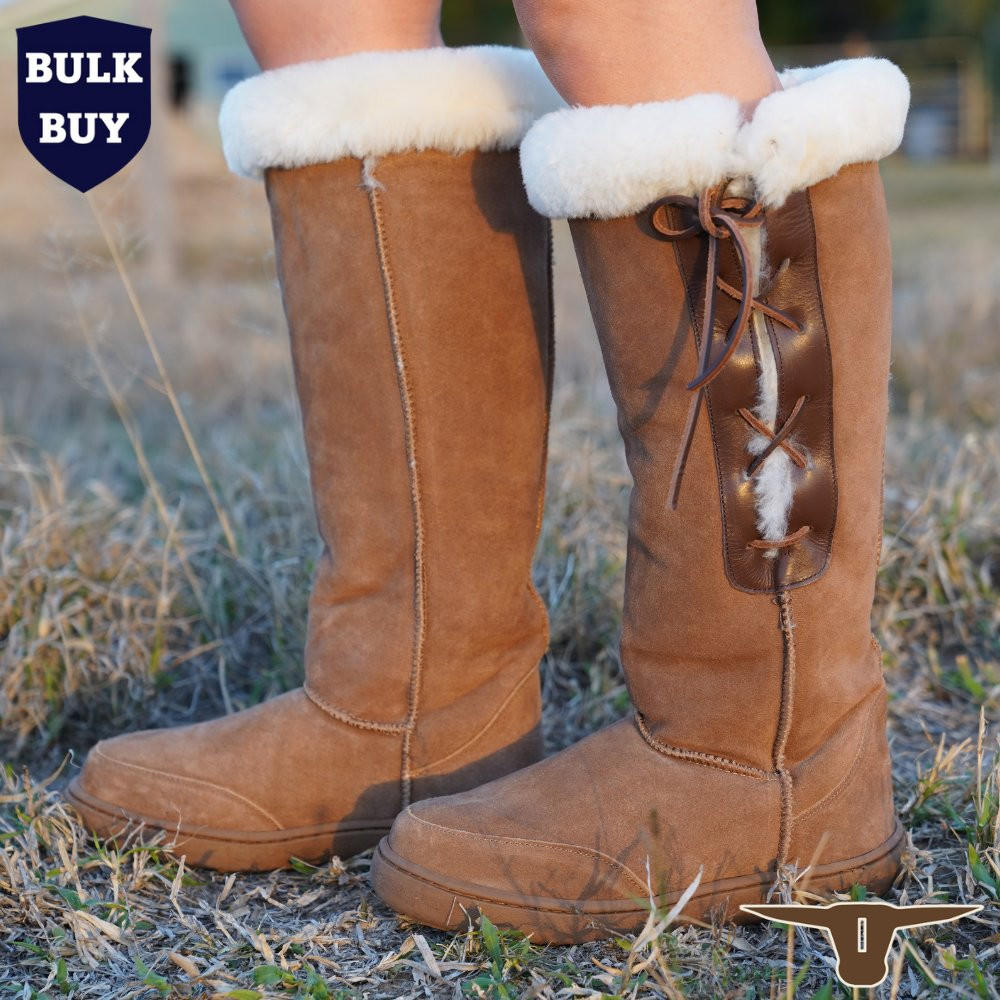 Born Out Here Lace up Sheepskin Ugg Boots Light Brown