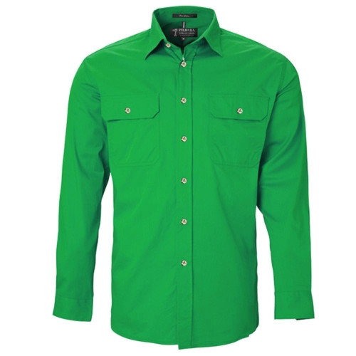 FREE EMBROIDERY Men's Emerald Green OPEN FRONT Shirt (buy 20