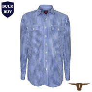  Born Out Here Mens Long Sleeve Open Front Shirt in Royal/White Medium Check (Bulk Deal Buy 4+ for $89.95 each) 