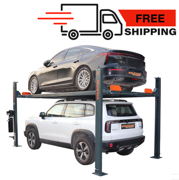 Stratus 4 Post 8,000 LBS Capacity Manual Release Storage Car Lift With Castors SAE-P48