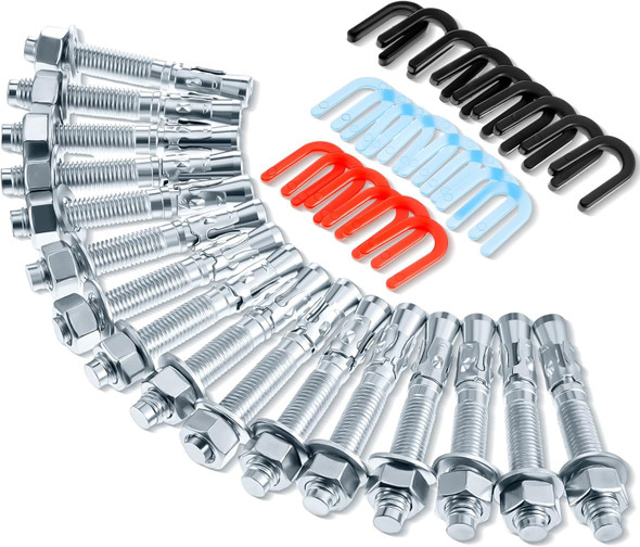 46 Pcs Lift Install Kit Car Lift Installation Install Kit Including 3/4" x 5. 5" Wedge Anchor Bolts, and 1/4" 1/8" 1/16" Leveling Shim for 2 Post Lifts