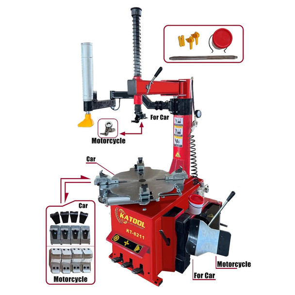 Katool KT-8211 Tire Changer Machine with Left Assist Arm & Rotatable Mounting Head