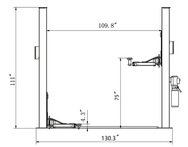 Fortisky FL-100GX 2-Post Car Lift 10,000 lb Capacity Single Point Lock Release