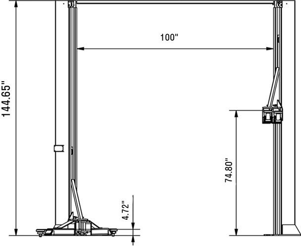 Fortisky FL-120AX 12,000 lb Asymmetrical 2-Post Car Lift Single-Point Lock Release