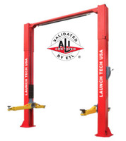 Launch TLT211-AS-R   RED 11,000 Lbs Clear Floor Asymmetric 2 Post Lift (ALI Certified) with Adjustable Column Height