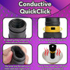 Images showing the crush rings, air relief, and flexibility of the Quick Click adapters.