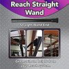 Images of the straight Reach wand being used with different tools to clean different surfaces up high.